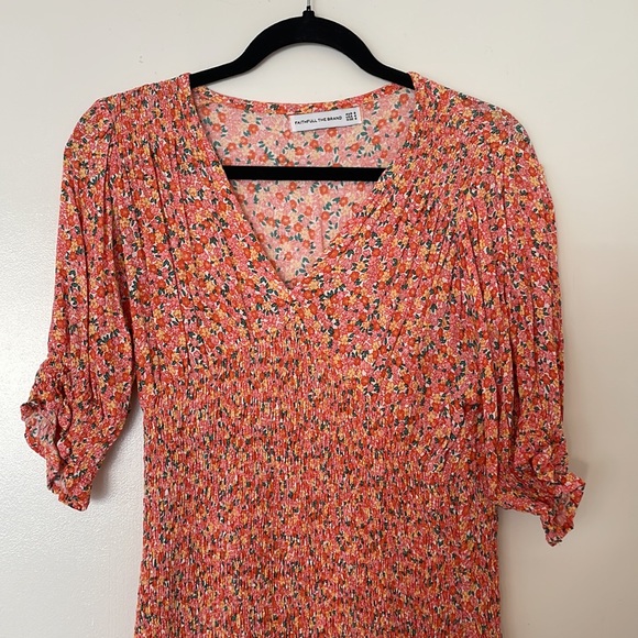 Faithfull the Brand Margherita Smocked Floral Mini Dress, Size 4 - Picture 8 of 15